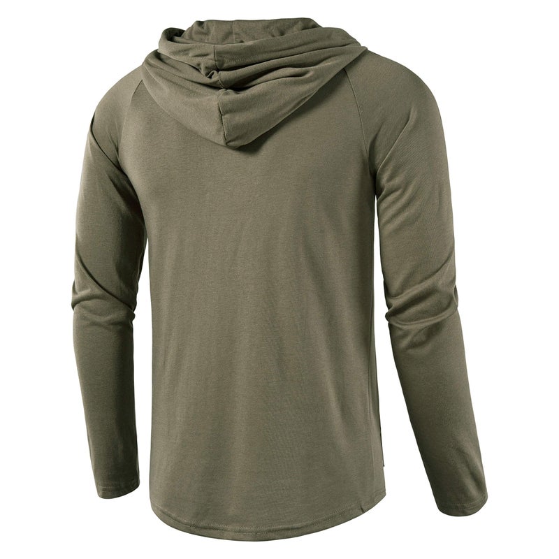 SIR7 Men's Gym Workout Active Long Sleeve Pullover Lightweight Hoodie Casual Hooded Sweatshirts(Army Green 2X-Large) - Image 3
